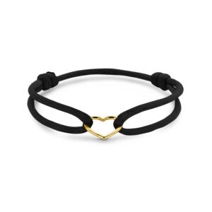 Armband Satin schwarz Herz 13 - 26 cm